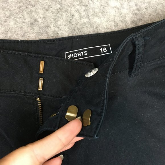 Sonoma Shorts 16 Solid Black Chino Midi Twill Casual Work Uniform Womens Stretch - Picture 5 of 12